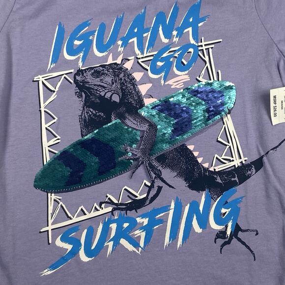Oshkosh Boy T-Shirt Size 6 Iguana Go Surfing Flip Sequin Surfboard NWT $26.00 - Picture 2 of 6